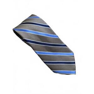 Saddlebred Men's Silk Tie with Blue and Brown Stripes